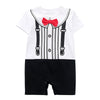 Baby Boys Romper Jumpsuit Bow Tie Printed Gentleman Style Clothes