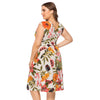 Plus Size Floral Printed Dress Women V Neck High Waist