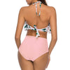 Flower Print Halter Flounce Bikini Women Set