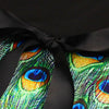 Peacock Feather Print Belted Sleeveless A Line Dress
