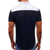 Turn-down Collar Color Blocking Short Sleeves Men Shirt