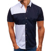 Turn-down Collar Color Blocking Short Sleeves Men Shirt