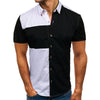 Turn-down Collar Color Blocking Short Sleeves Men Shirt