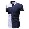 Turn-down Collar Color Blocking Short Sleeves Men Shirt