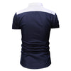 Turn-down Collar Color Blocking Short Sleeves Men Shirt
