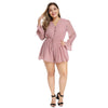 Plus Size Chiffon Women Rompers Bell Sleeve Sexy V Neck Jumpsuit