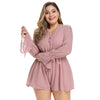 Plus Size Chiffon Women Rompers Bell Sleeve Sexy V Neck Jumpsuit