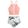 Flower Criss Cross High Waisted Tankini Swimsuit