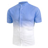 Ombre Stand Collar Linen Shirt for Men