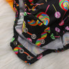 1293 Cotton Lollipop Print Romper + Bow Headwear Set