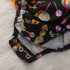 1293 Cotton Lollipop Print Romper + Bow Headwear Set