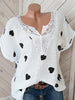 Plus Size Lace Crochet Heart Print Blouse