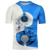 Skull Print Two Tone Casual T Shirt for Man
