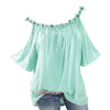 Plus Size Lace Crochet Open Shoulder Blouse