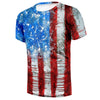 Retro Stripes Flag Print Short Sleeves T-shirt Men