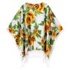 Fresh Women Blouse Sunflower Print Tassel Sunscreen Beach Shawl