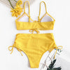 Lace-up Ribbed High Rise Bikini Swimsuit