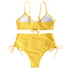 Lace-up Ribbed High Rise Bikini Swimsuit