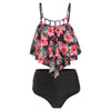 Floral Print Cut Out Overlay Tankini Set Fashionable Design