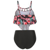 Floral Print Cut Out Overlay Tankini Set Fashionable Design
