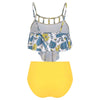 Floral Print Cut Out Overlay Tankini Set Fashionable Design