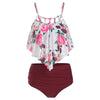 Floral Print Cut Out Overlay Tankini Set Fashionable Design