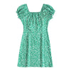 Floral Bodycon Mini Dress Square Neck Lace-up Short Sleeve