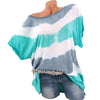 Plus Size Color Blocking Batwing Sleeve T-shirt