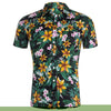 Turn-down Collar Floral Leaf Printed Men Shirt