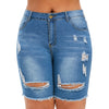 Plus Size Ripped Raw Hem Denim Bermuda Shorts