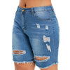 Plus Size Ripped Raw Hem Denim Bermuda Shorts