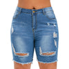 Plus Size Ripped Raw Hem Denim Bermuda Shorts