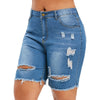 Plus Size Ripped Raw Hem Denim Bermuda Shorts