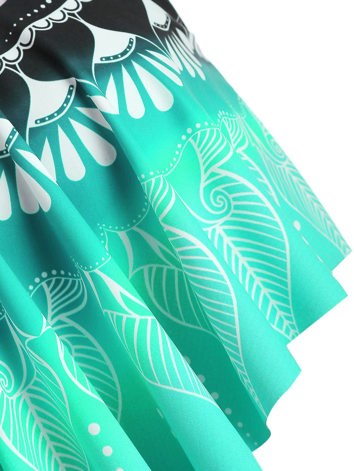 Leaf Print Flounce Cami High Waisted Tankini Swimwear