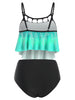 Leaf Print Flounce Cami High Waisted Tankini Swimwear