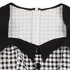 Vintage Plaid Women Dress Sweetheart Neck Short Sleeve High Waist Big Hem