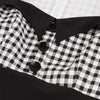 Vintage Plaid Women Dress Sweetheart Neck Short Sleeve High Waist Big Hem