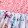 AA0007 Girls Stripe Butterfly Printed Round Collar Short Sleeve Dress