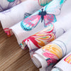 AA0007 Girls Stripe Butterfly Printed Round Collar Short Sleeve Dress