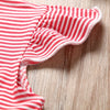 AA0007 Girls Stripe Butterfly Printed Round Collar Short Sleeve Dress