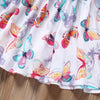 AA0007 Girls Stripe Butterfly Printed Round Collar Short Sleeve Dress