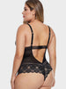 Plus Size Strappy Lace Backless Lingerie Teddy