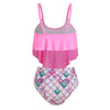 Flounce Scale Print Mermaid Tankini Swimsuit
