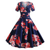 Vintage Floral Print Dress Silhouette A-line Skirt