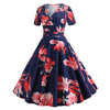 Vintage Floral Print Dress Silhouette A-line Skirt