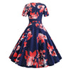 Vintage Floral Print Dress Silhouette A-line Skirt