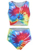 Twist Front Tie Dye Padded Tankini Swimsuit