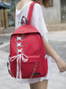 Canvas Lace-up Bowknot Backpack