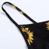 Women Two-piece Suit Sunflower Print Spaghetti Strap Knotted Crop Top Shorts