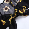 Women Two-piece Suit Sunflower Print Spaghetti Strap Knotted Crop Top Shorts